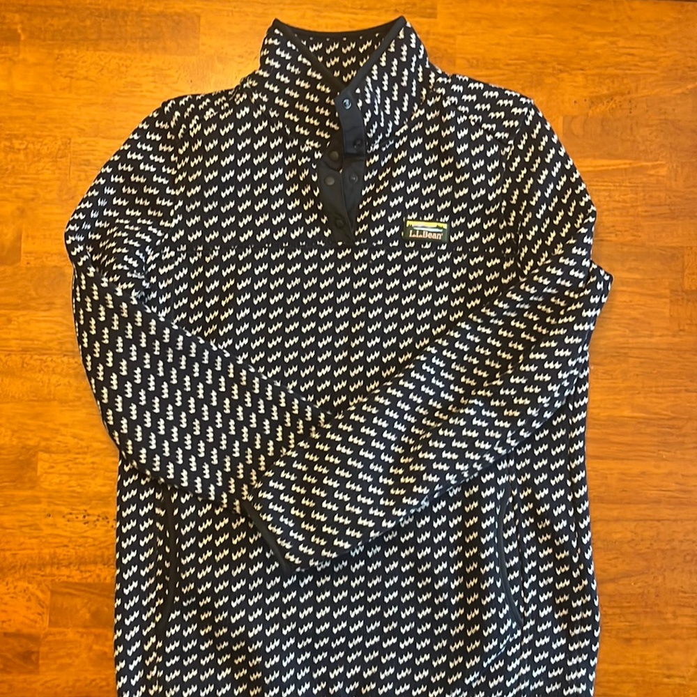 Women's L.L.Bean Sweater Fleece Pullover-Navy birdseye